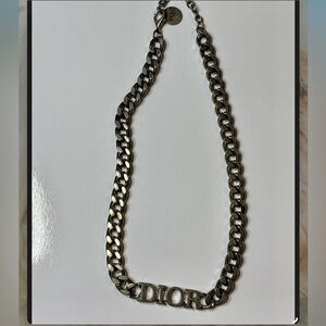 CHRISTIAN DIOR WCJ Choker DIOR Logo Silver Cuban Chain Necklace